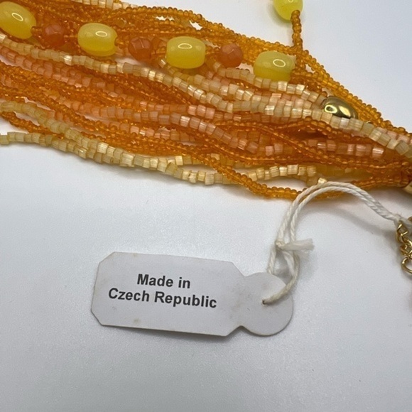 Orange Glass Seed Bead Necklace-13 Strands, Made In Czech Republic - Picture 5 of 5